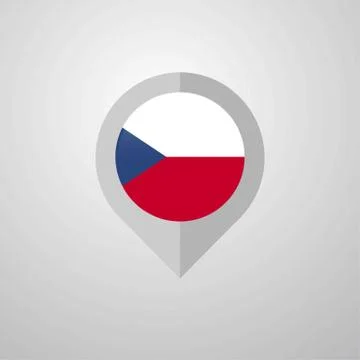 Map Navigation pointer with Czech Republic flag design vector Stock Illustration