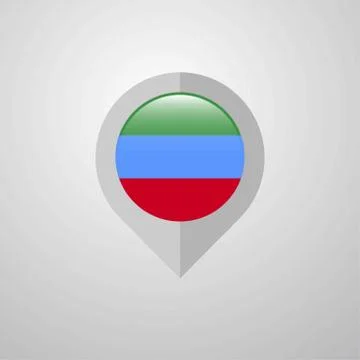 Map Navigation pointer with Dagestan flag design vector Illustrazione stock