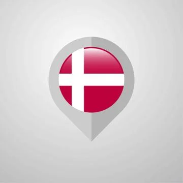 Map Navigation pointer with Denmark flag design vector イラスト素材