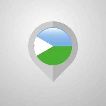 Map Navigation pointer with Djibouti flag design vector Stock Illustration