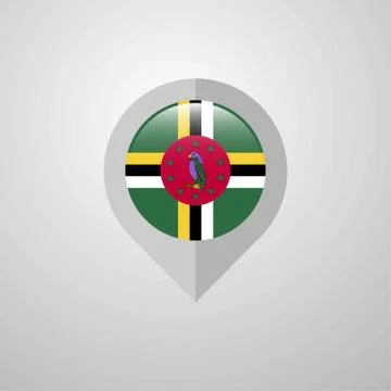 Map Navigation pointer with Dominica flag design vector 스톡 일러스트