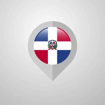 Map Navigation pointer with Dominican Republic flag design vector Stock Illustration