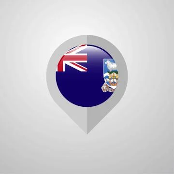 Map Navigation pointer with Falkland Islands flag design vector 스톡 일러스트