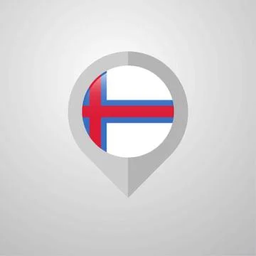 Map Navigation pointer with Faroe Islands flag design vector Illustrazione stock