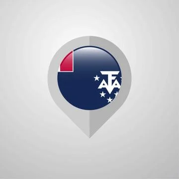 Map Navigation pointer with French Southern and Antarctic Lands flag design v 스톡 일러스트