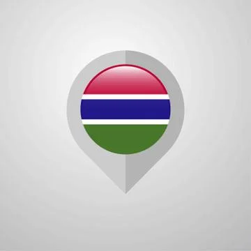Map Navigation pointer with Gambia flag design vector Stock Illustration
