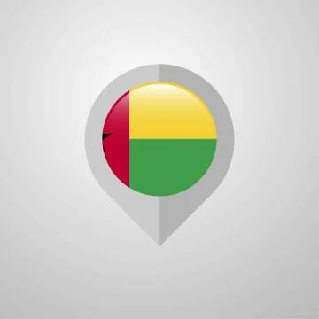 Map Navigation pointer with Guinea Bissau flag design vector Stock Illustration