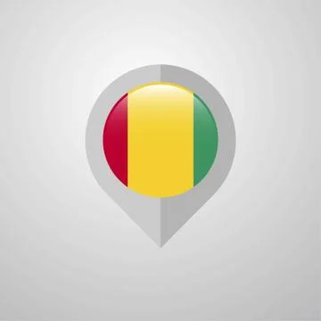 Map Navigation pointer with Guinea flag design vector Stock Illustration