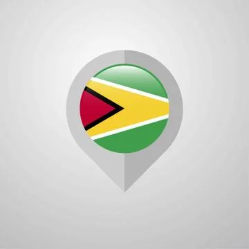 Map Navigation pointer with Guyana flag design vector Stock Illustration