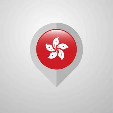 Map Navigation pointer with Hongkong flag design vector Stock Illustration
