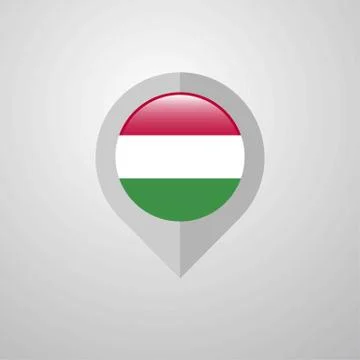Map Navigation pointer with Hungary flag design vector Stock Illustration