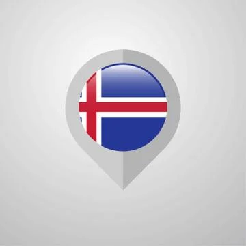 Map Navigation pointer with Iceland flag design vector Stock Illustration