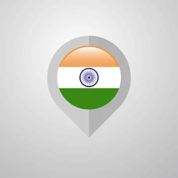 Map Navigation pointer with India flag design vector Stock Illustration