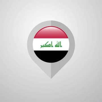 Map Navigation pointer with Iraq flag design vector Stock Illustration