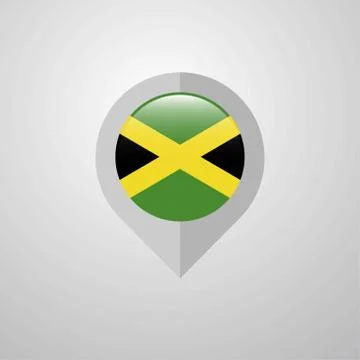 Map Navigation pointer with Jamaica flag design vector Stock Illustration