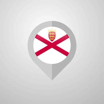 Map Navigation pointer with Jersey flag design vector Stock Illustration