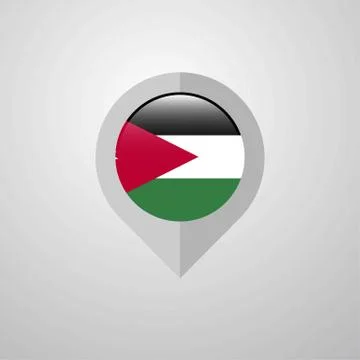 Map Navigation pointer with Jordan flag design vector Stock Illustration