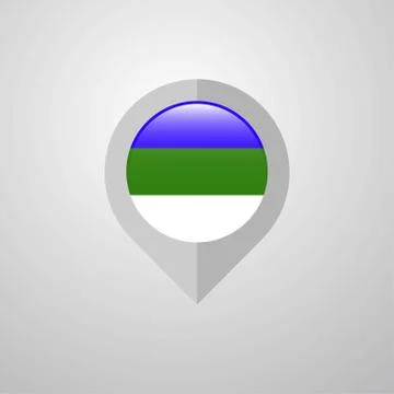 Map Navigation pointer with Komi flag design vector Stock Illustration