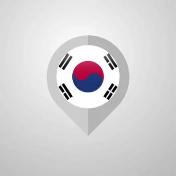 Map Navigation pointer with Korea South flag design vector Stock Illustration