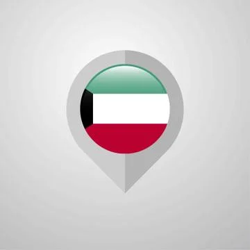 Map Navigation pointer with Kuwait flag design vector Ilustración de archivo