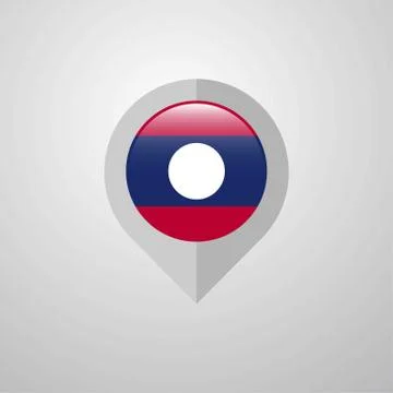 Map Navigation pointer with Laos flag design vector Stock Illustration