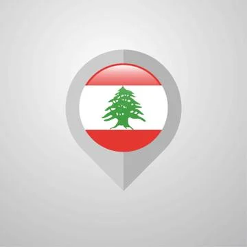Map Navigation pointer with Lebanon flag design vector Stock Illustration