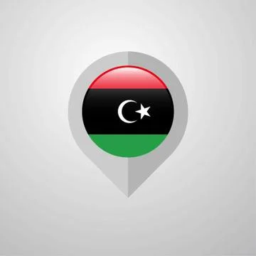 Map Navigation pointer with Libya flag design vector Stock Illustration