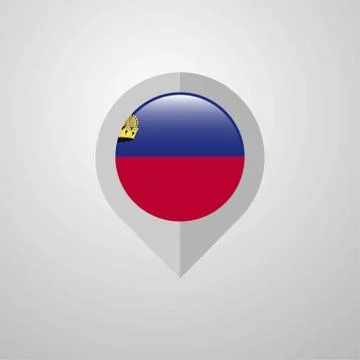 Map Navigation pointer with Liechtenstein flag design vector Stock Illustration