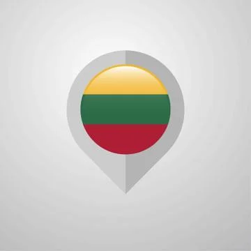Map Navigation pointer with Lithuania flag design vector 스톡 일러스트