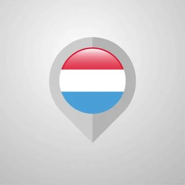 Map Navigation pointer with Luxembourg flag design vector Stock Illustration