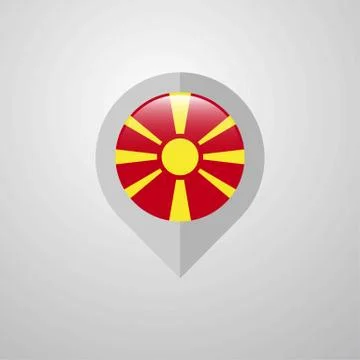 Map Navigation pointer with Macedonia flag design vector Stock Illustration
