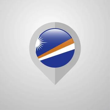 Map Navigation pointer with Marshall Islands flag design vector Stock Illustration