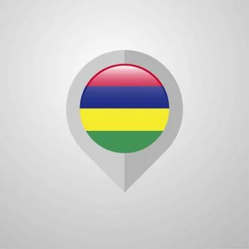 Map Navigation pointer with Mauritius flag design vector Stock Illustration