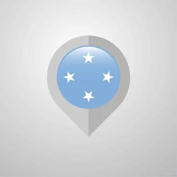 Map Navigation pointer with Micronesia,Federated States flag design vector 스톡 일러스트