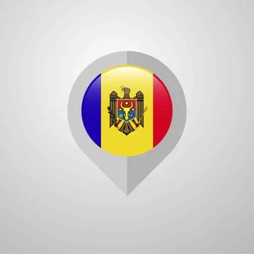 Map Navigation pointer with Moldova flag design vector Illustrazione stock