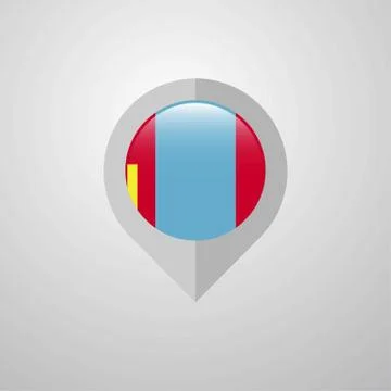 Map Navigation pointer with Mongolia flag design vector Stock Illustration