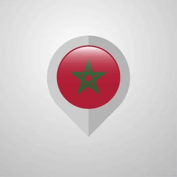 Map Navigation pointer with Morocco flag design vector Stock Illustration