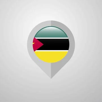 Map Navigation pointer with Mozambique flag design vector Stock Illustration