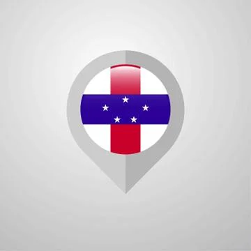 Map Navigation pointer with Netherlands Antilles flag design vector 库存插图