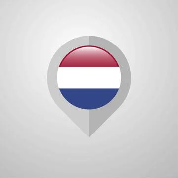 Map Navigation pointer with Netherlands flag design vector 库存插图