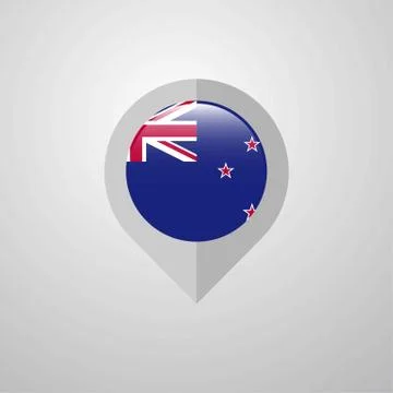 Map Navigation pointer with New Zealand flag design vector Stock Illustration