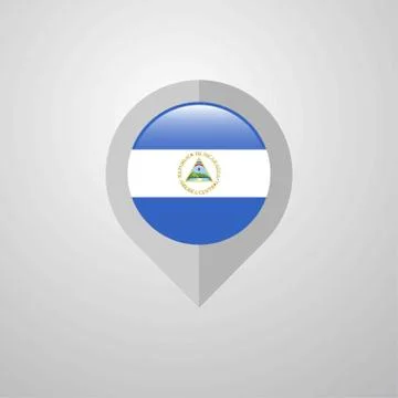 Map Navigation pointer with Nicaragua flag design vector Illustrazione stock