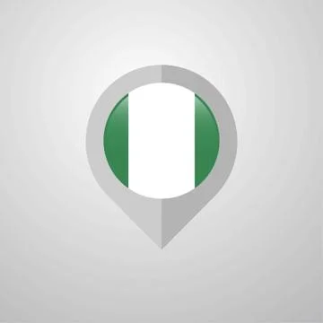 Map Navigation pointer with Nigeria flag design vector Illustrazione stock
