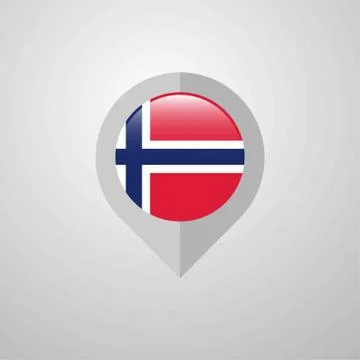 Map Navigation pointer with Norway flag design vector Stock Illustration