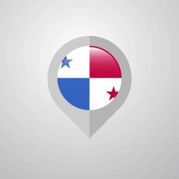 Map Navigation pointer with Panama flag design vector Stock Illustration