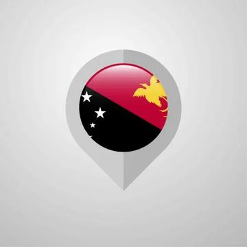 Map Navigation pointer with Papua New Guinea flag design vector 스톡 일러스트