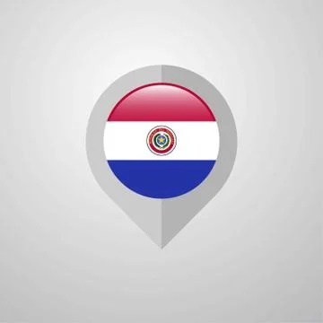 Map Navigation pointer with Paraguay flag design vector 스톡 일러스트