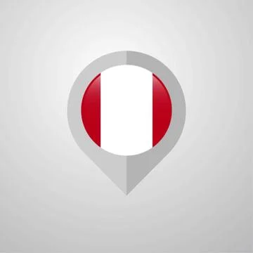 Map Navigation pointer with Peru flag design vector 스톡 일러스트