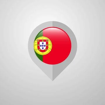 Map Navigation pointer with Portugal flag design vector Stock Illustration