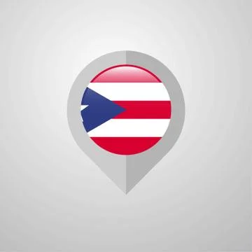Map Navigation pointer with Puerto Rico flag design vector Stock Illustration